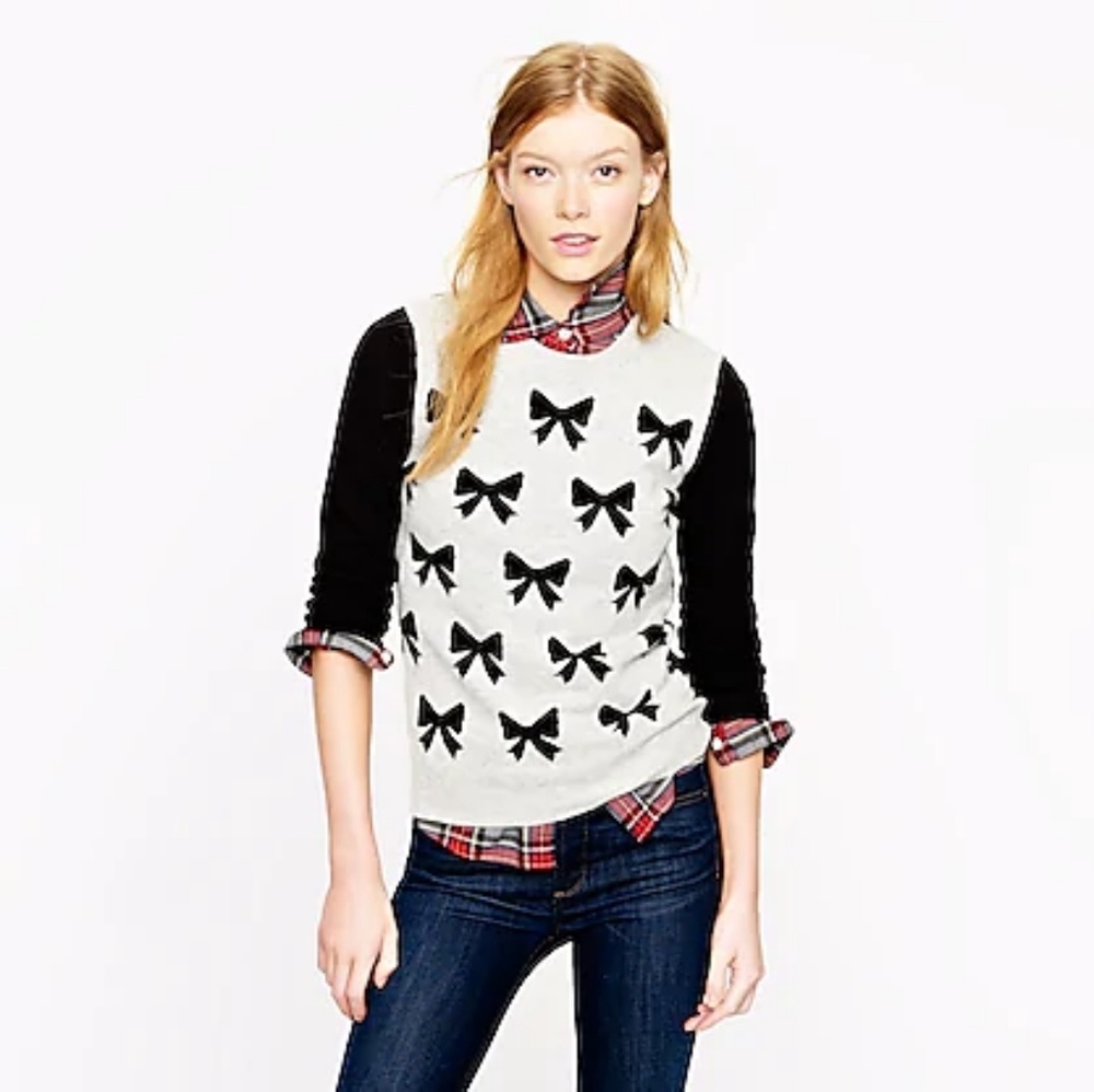 J.Crew bow black grey sweater size extra small
